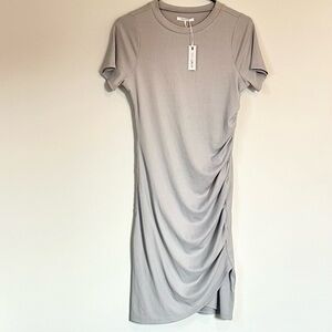 NWT Elegant Gray Ribbed Mini Dress - Size: Medium